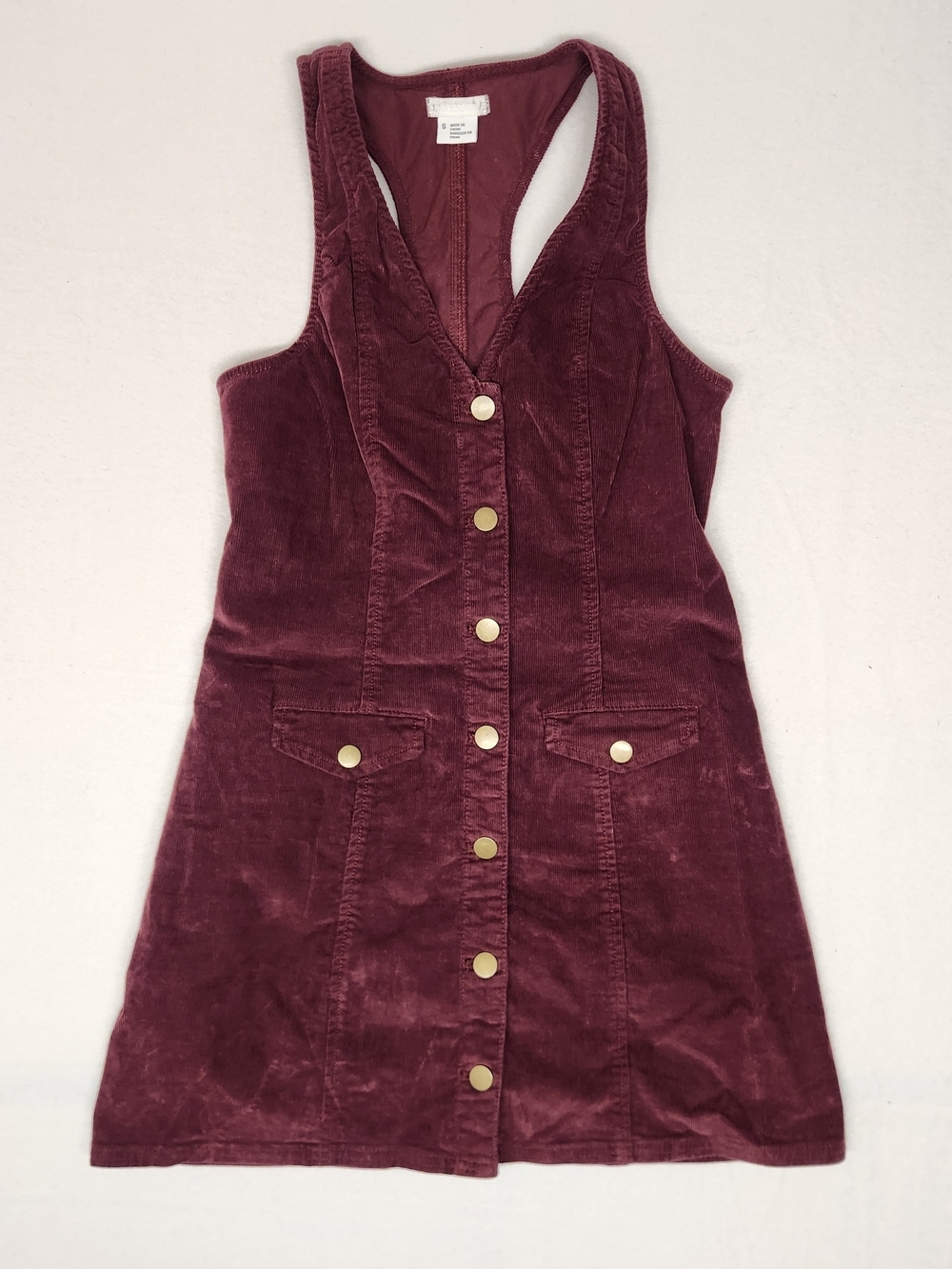Cooperative Burgundy Corduroy Button-Front Mini Dress